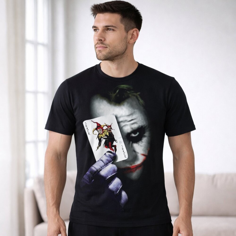 Joker T Shirt Mens Dark Knight Clown Graphic Playing Card Tee